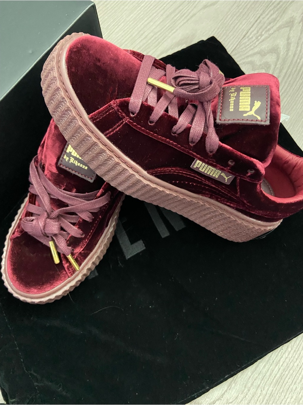 Puma Velvet Platform Sneakers - Royalpurple.
